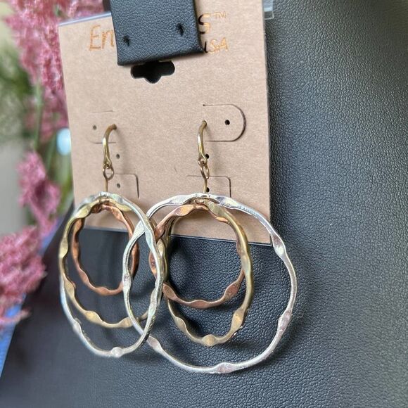 Silver Gold Copper Dangle Circles Erica Lyons - Picture 8 of 9